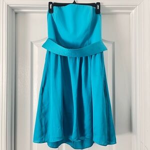 Vera Wang Strapless Turquoise Blue Short Dress